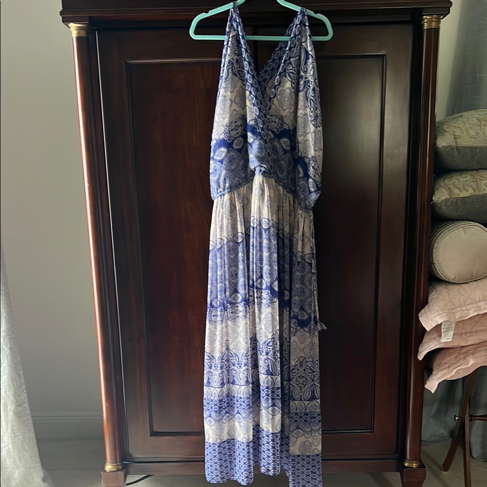 Misa Los Angeles Blue and Cream Paisley Dress